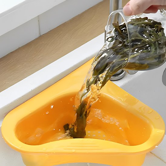 egouttoir jaune verre eau feves vertes