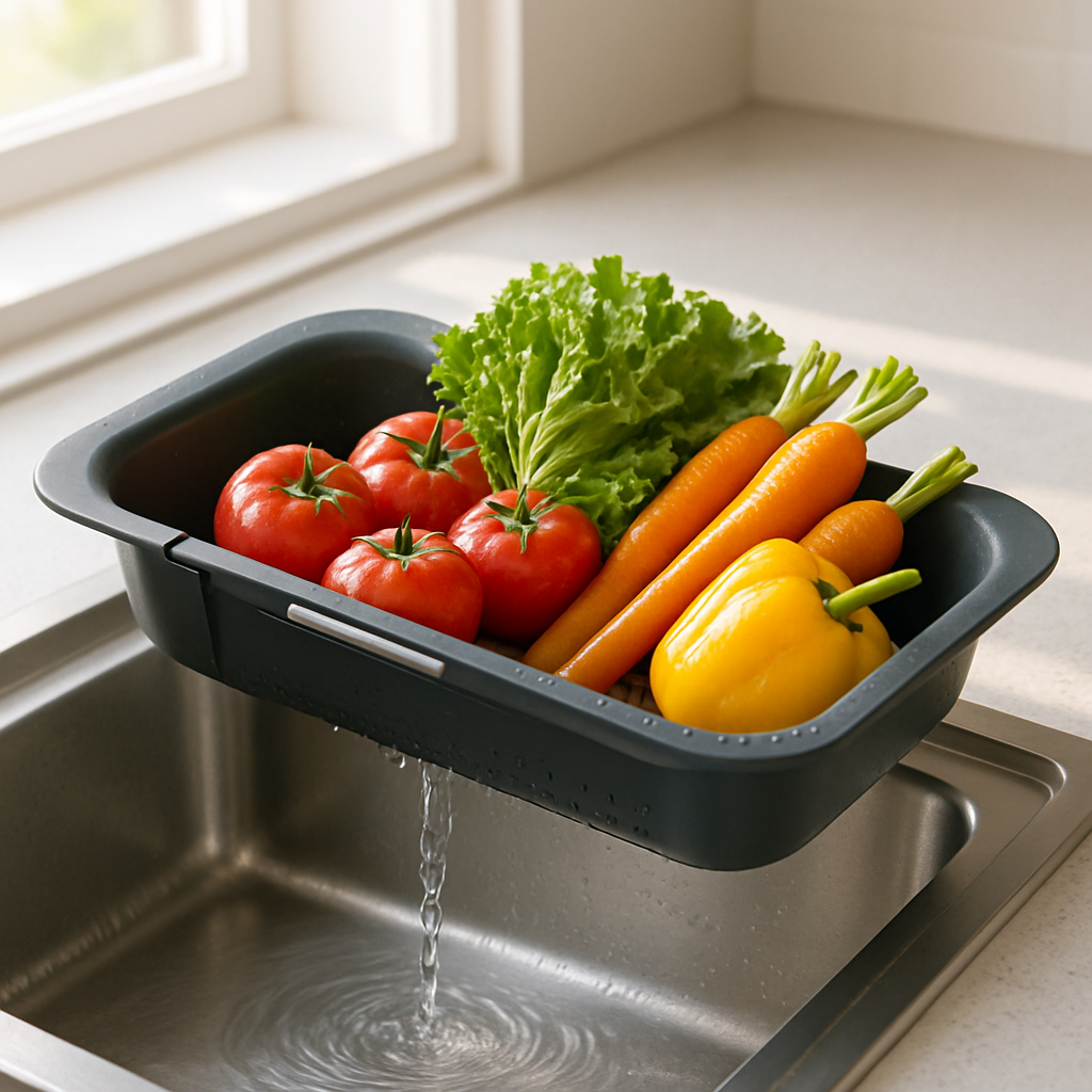 egouttoir noir legumes eau evier