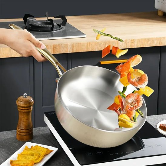 poele inox legumes crevettes sel cuiseur electrique cuisine