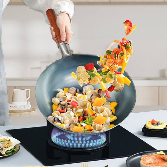 poele wok nourriture cuiseur a gaz cuisine