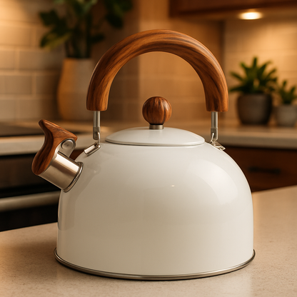 bouilloire blanche comptoir cuisine