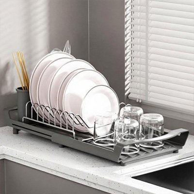 egouttoir vaisselle gris comptoir blanc