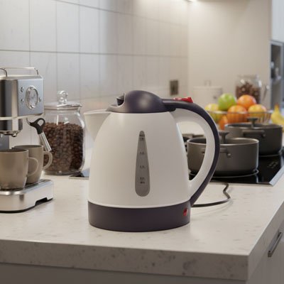 mini bouilloire blanc gris comptoir blanc cuisine