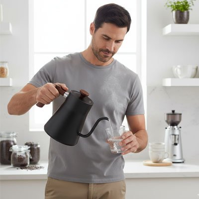petite bouilloire electrique noir verre homme cuisine